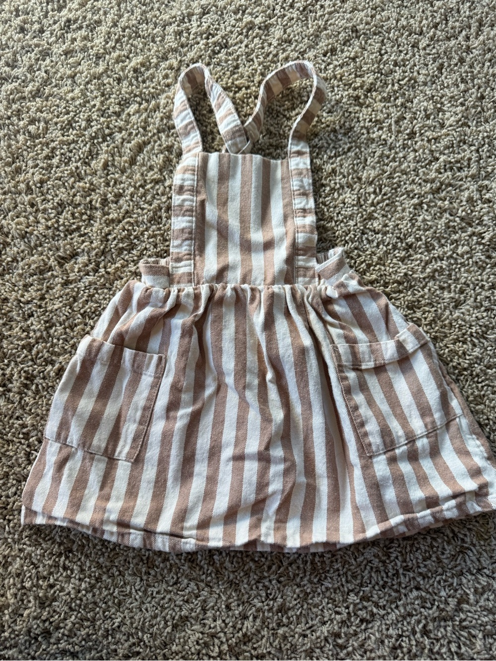 Striped Pink and White Kids Pinafore Dress